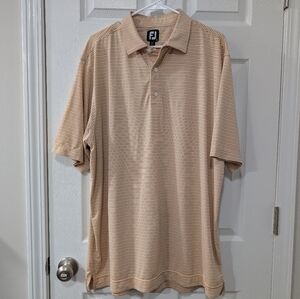 FootJoy Mens XL Striped Performance Golf Polo,‎ Peach White